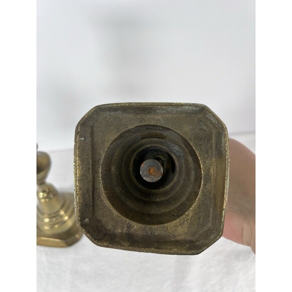 Pair of early 1800s Brass English Beehive Candlesticks, Stamped with‎ Reg # - Picture 5 of 16